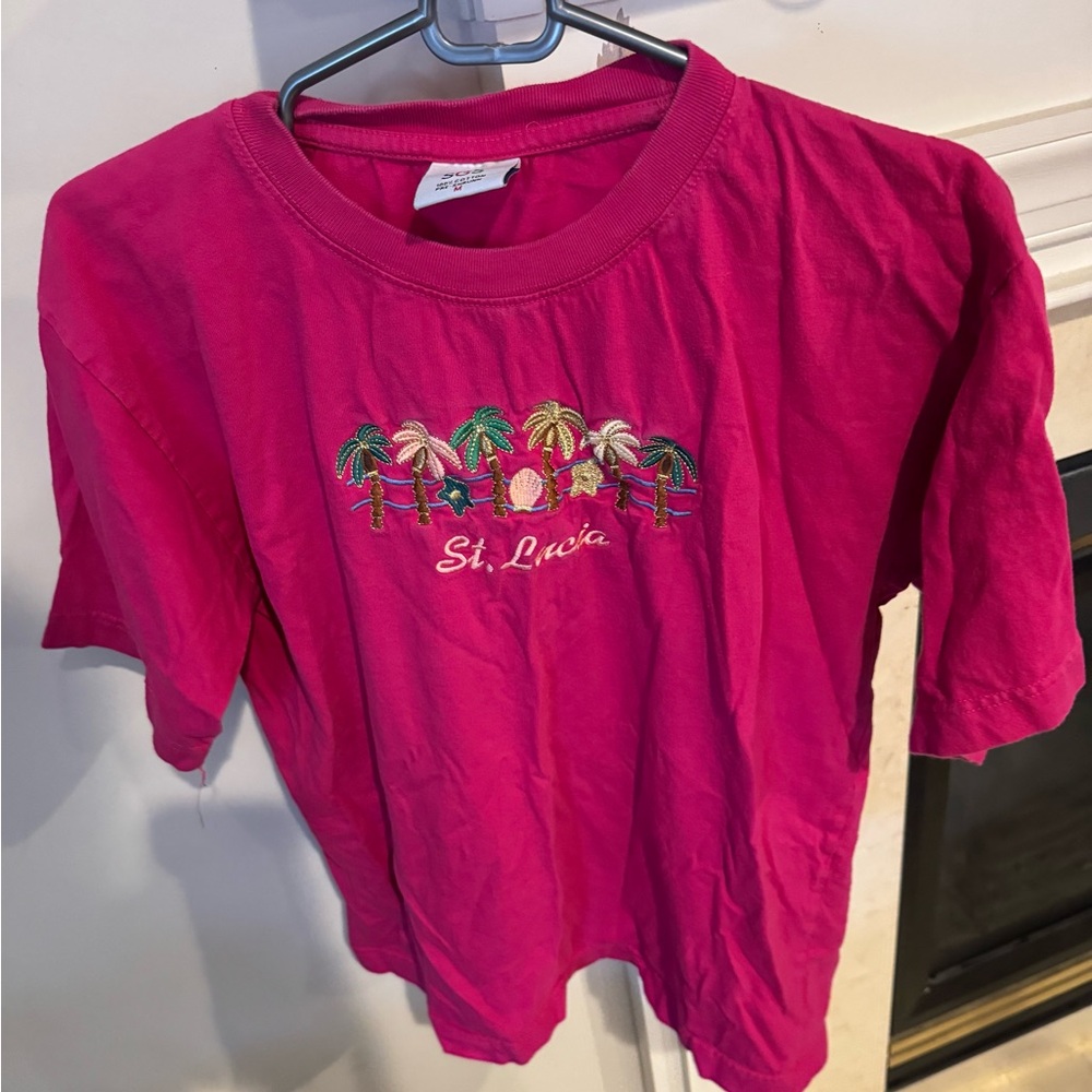 SGS St Lucia women's short sleeve graphic tshirt, pink, medium